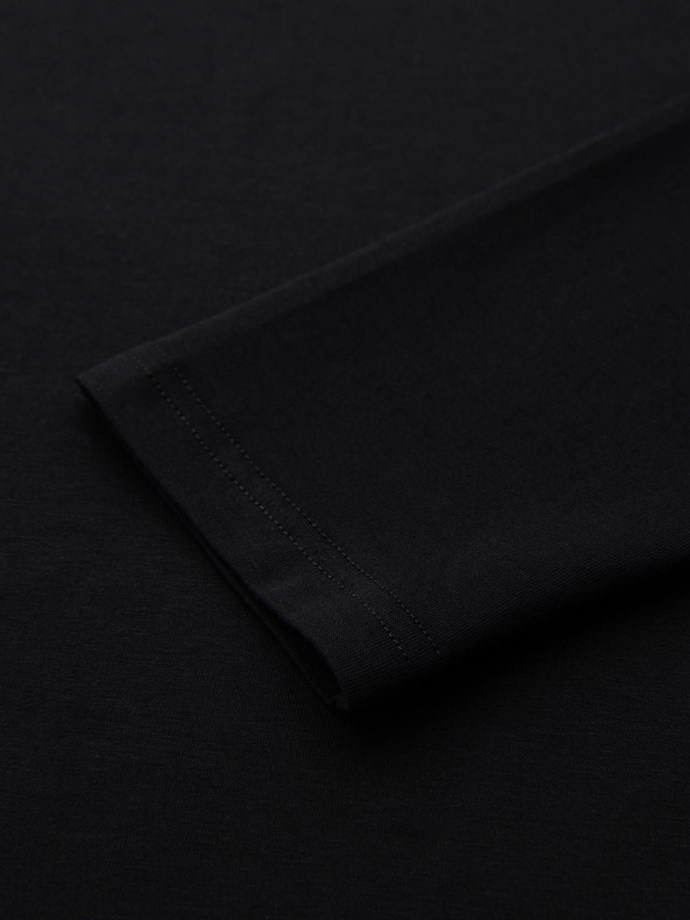 Pánske tričko SLIM FIT s dlhým rukávom, elastanom a potlačou - čierne V1 OM-LSBC-0124