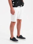 Pánské džínové šortky klasického střihu - bílé V1 OM-SRDS-0171