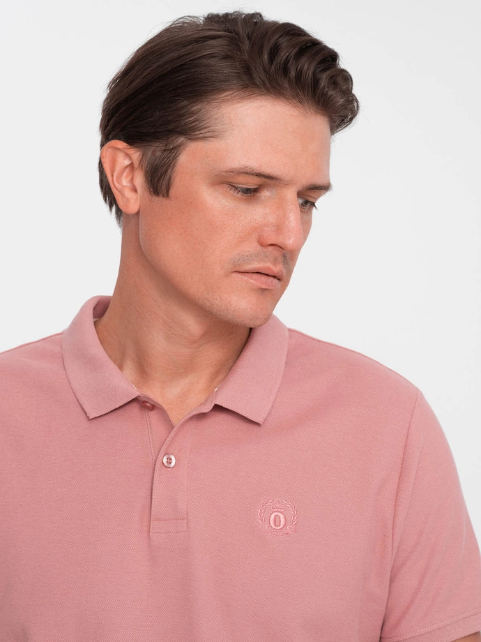 Men's pique knit polo shirt - pink V7 S1374