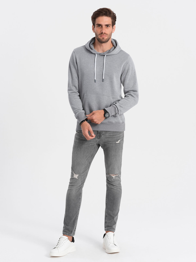 Men's hooded sweatshirt - grey melange V B979