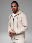 Sweatshirt unzipped hoodie in streetwear style - sand V6 OM-SSZP-0213