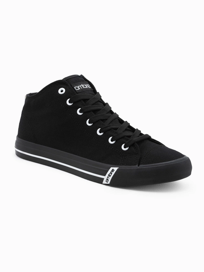 Pantofi de bărbați pantofi de sport cu elemente contrastante - negru V2 OM-FOTH-0125