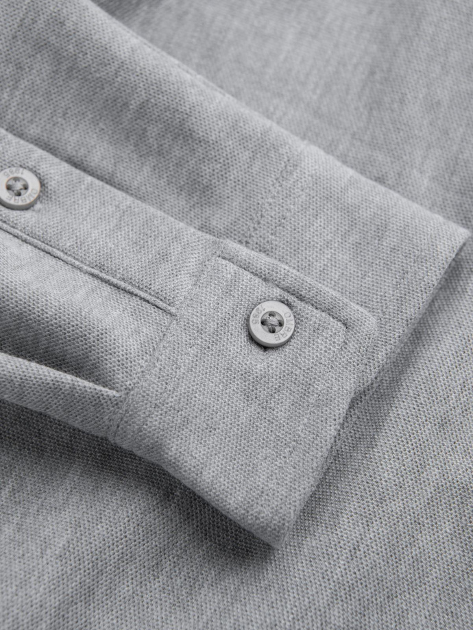 Pánska pletená košeľa s dlhým rukávom - sivá V5 K540