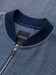 Men's pique knit bomber sweatshirt - navy blue V2 OM-SSZP-0238