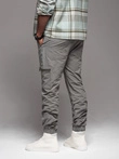 Men's jogger pants with cargo pockets and print - gray V4 OM-PAJO-0200