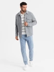 Men's lightweight fleece jacket with viscose - gray V2 OM-JANP-0199