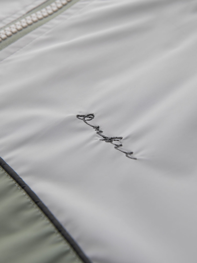 Men's contrast hooded windbreaker jacket - olive-gray V3 OM-JANP-0228