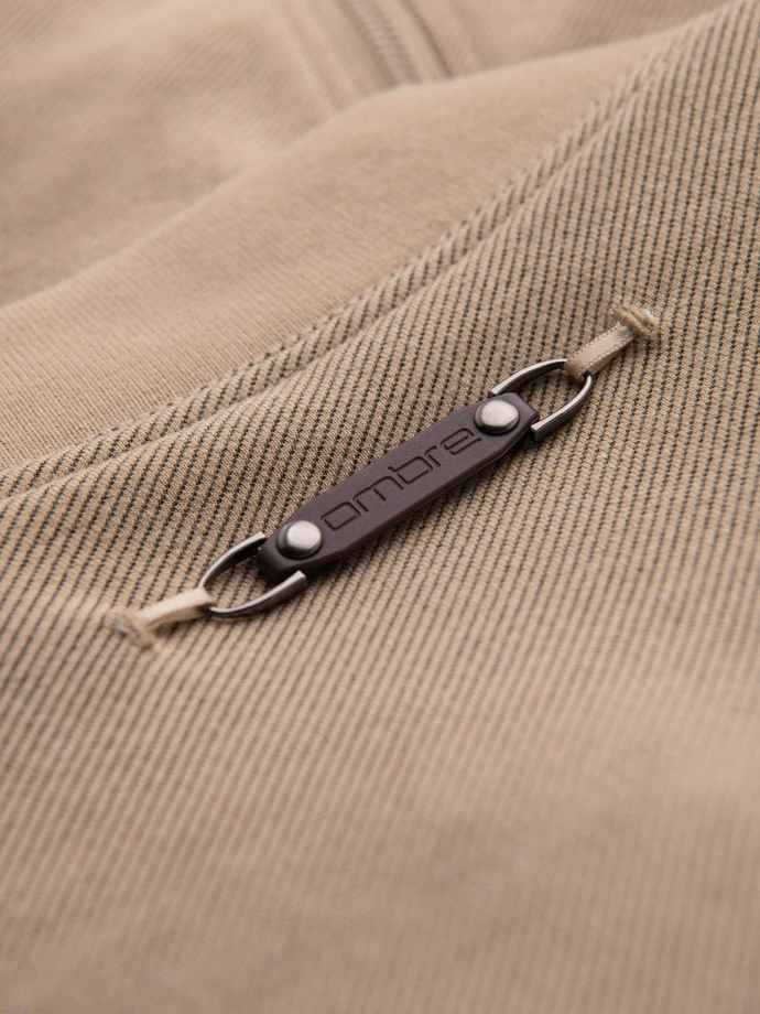 Men's raglan sleeve bomber jacket - warm beige V2 OM-JANP-0159