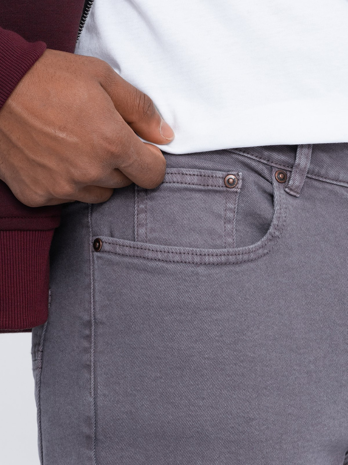 Vyriškos džinsinės kelnės be trynimo SLIM FIT - grafito spalvos V5 OM-PADP-0148