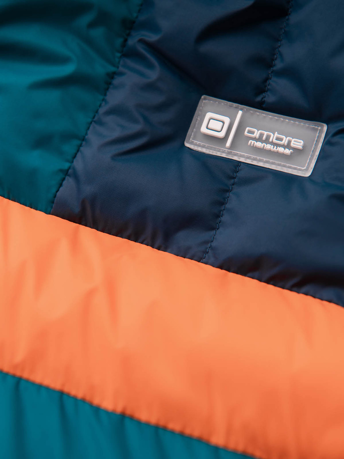 Jachetă sport retro colorată pentru bărbați - albastru marin și portocaliu V3 OM-JALP-0175