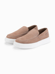 Men's slip on half shoes on thick sole - light brown V3 OM-FOCS-0152