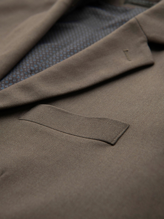 Jachetă elegantă SLIM FIT pentru bărbați cu raion - verde măsliniu V5 OM-BLZB-0135