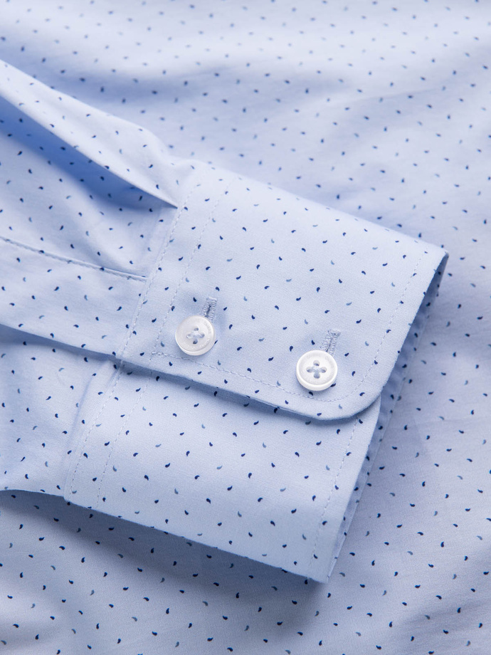 Pánska bavlnená košeľa REGULAR FIT s mikro vzorom - svetlomodrá V2 OM-SHCS-0152