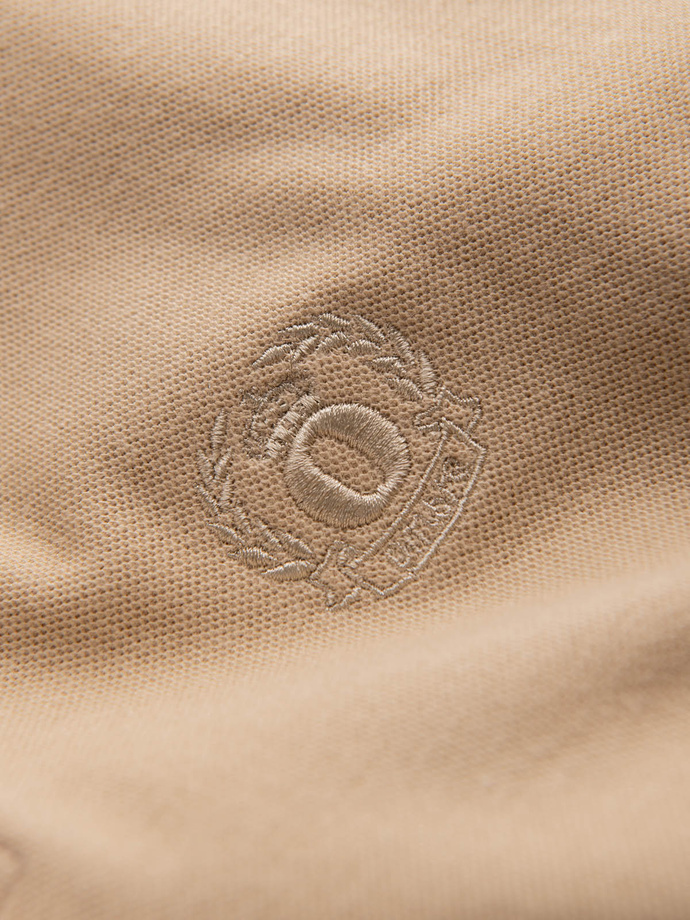 Tricou polo clasic pentru bărbați din bumbac - bej S1374