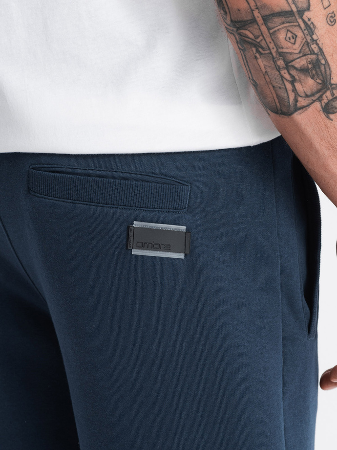 Pantaloni scurți din bumbac pentru bărbați BASIC - albastru marin V1 OM-SRBS-0149