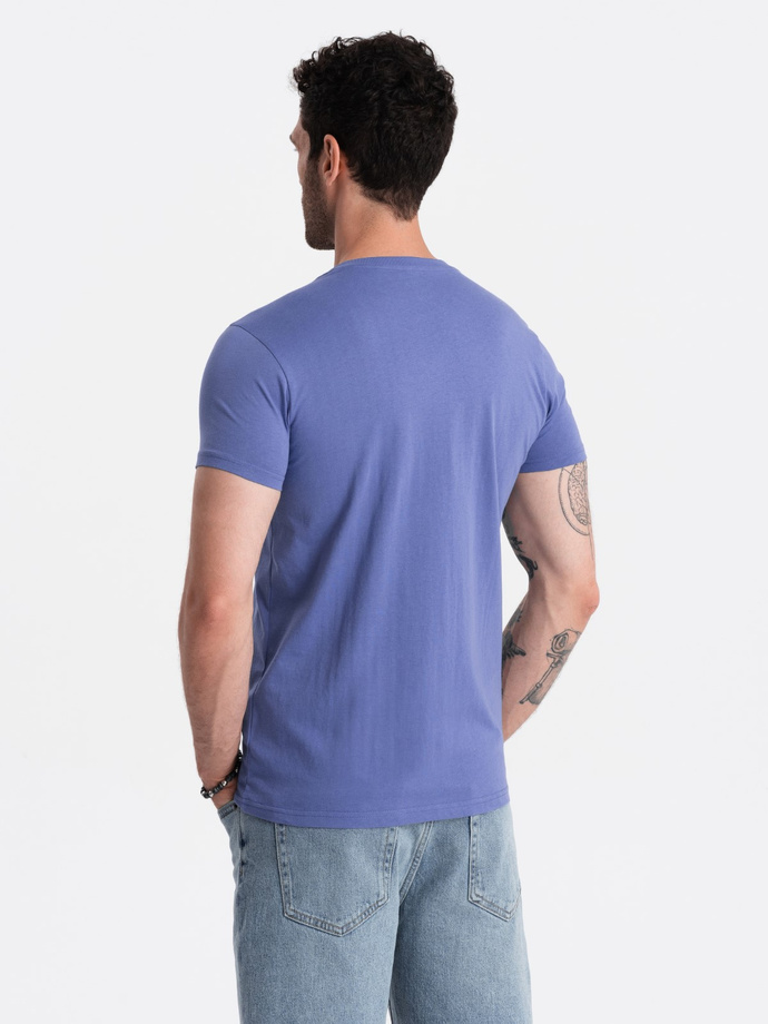 BASIC men's cotton classic tee with v-neck - purple V12 OM-TSBS-0145