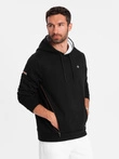 Men's hoodie with zippered pocket - black V4 OM-SSNZ-22FW-006