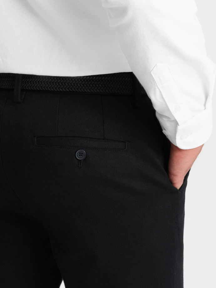 Pantaloni chino SLIM FIT pentru bărbați SLIM FIT cu textură fină - negru V5 OM-PACP-0190