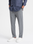 Pánské chino kalhoty s elastickým pasem SLIM FIT - šedé V1 OM-PACP-0158