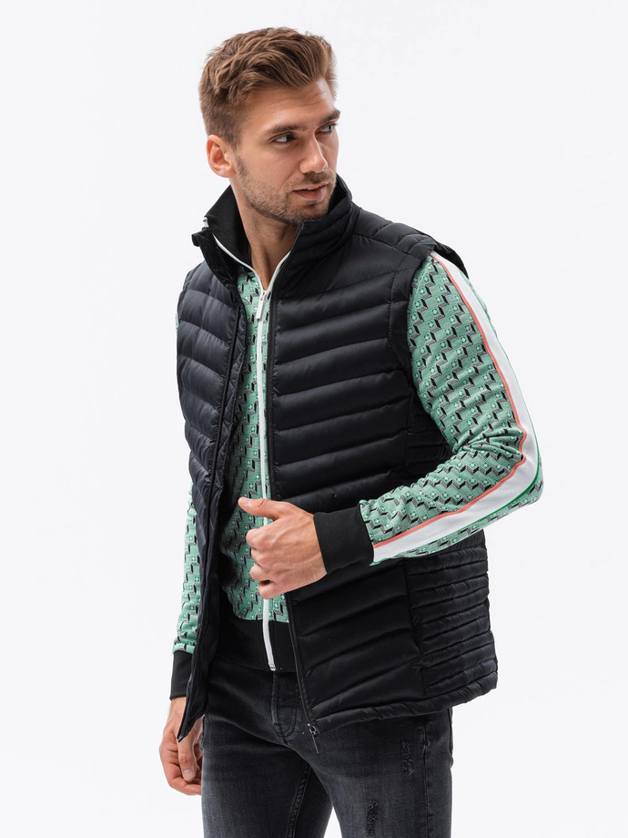 Men's quilted vest - black V54