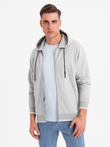 Men's softly structured hooded sweatshirt - grey V4 OM-SSZP-0191