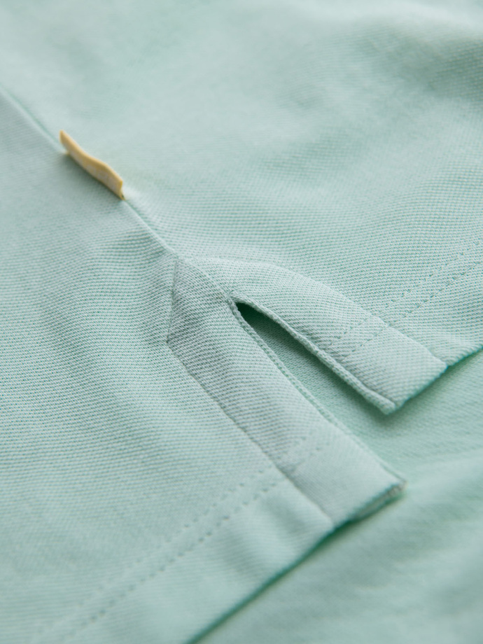 Tricou polo BASIC BASIC pentru bărbați, o singură culoare, din tricot piqué - verde neon V25 OM-POBS-0100