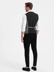 Men's vest without lapels in fine check - graphite V2 OM-BLZV-0123