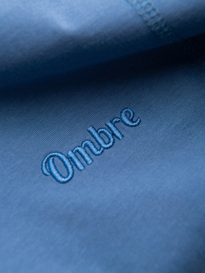 Men's cotton T-shirt with fine embroidery - dark blue V6 OM-TSCT-0170