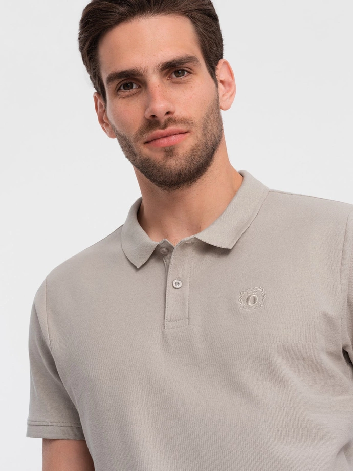 Tricou polo bărbătesc din tricot piqué - nisip V5 S1374