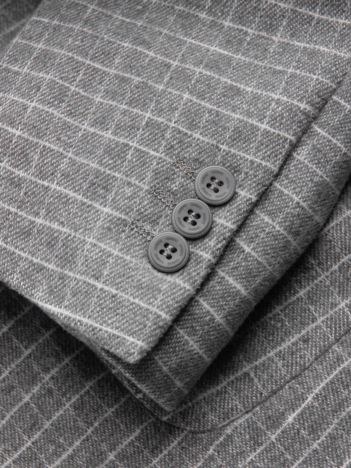 Men's checkered blazer with wool - grey V1 OM-BLZB-0117