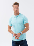 Pique knit polo shirt - blue V2 S1746