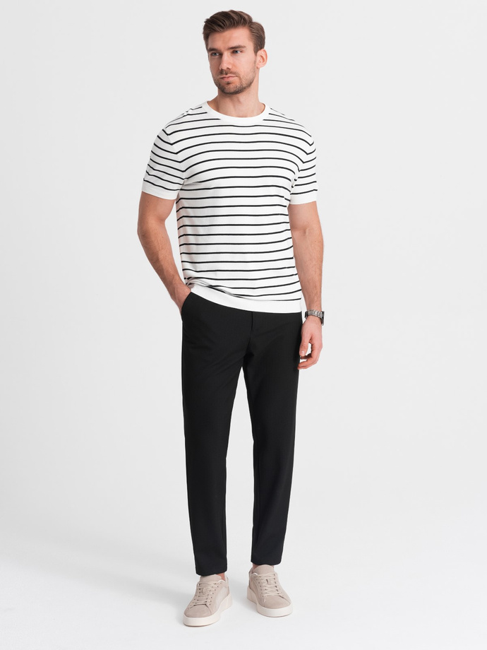 Pantaloni chino pentru bărbați cu talie elastică SLIM FIT - negru V3 OM-PACP-0158