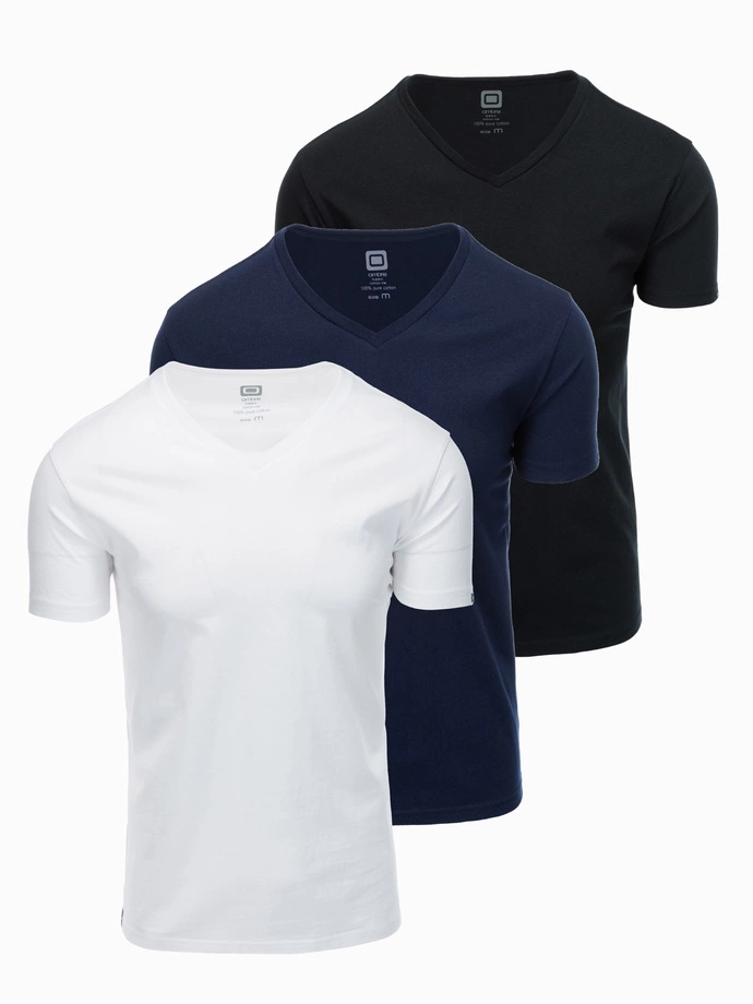 Set of V-NECK cotton shirts 3-pack - mix V12 Z29