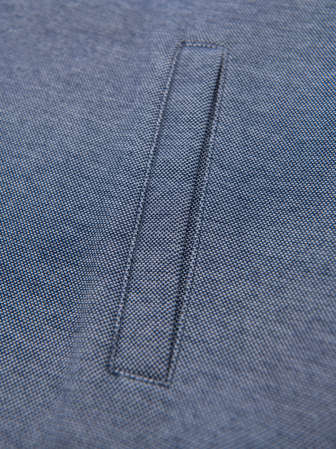 Pánska pletená bunda bomber - tmavomodrá V2 OM-SSZP-0238