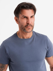 BASIC men's classic cotton T-shirt - blue denim V7 OM-TSBS-0236