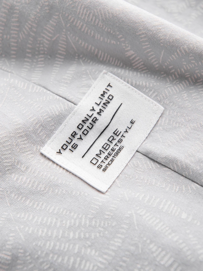 Men's fulllprint t-shirt in palm leaves - grey V2 OM-TSFP-0182