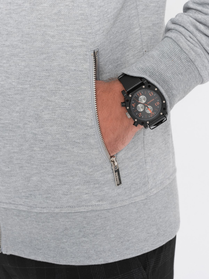 Pánská mikina s kapucí - šedá melanž V2 OM-SSZP-22SS-010