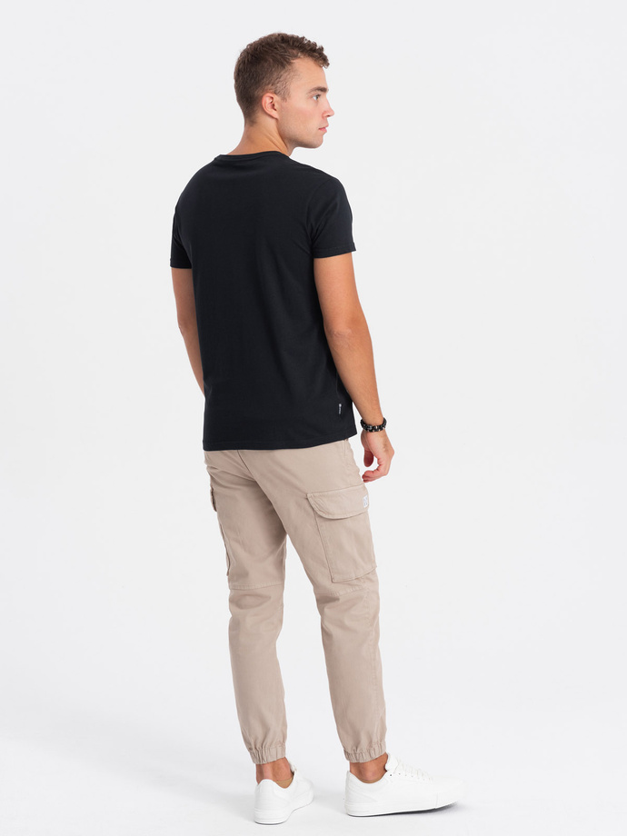 Men's printed cotton t-shirt - black V3 S1733