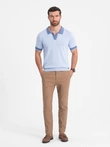 Pánske chino nohavice SLIM FIT - svetlohnedé V2 OM-PACP-0186