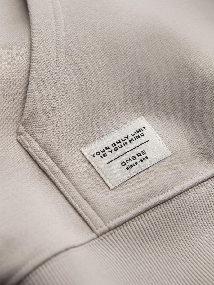 Pánska mikina s klokankou a kapucňou - svetlo béžová V1 OM-SSBN-0177