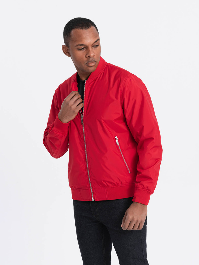 Men's bomber jacket seamed - red V14 OM-JANP-0115