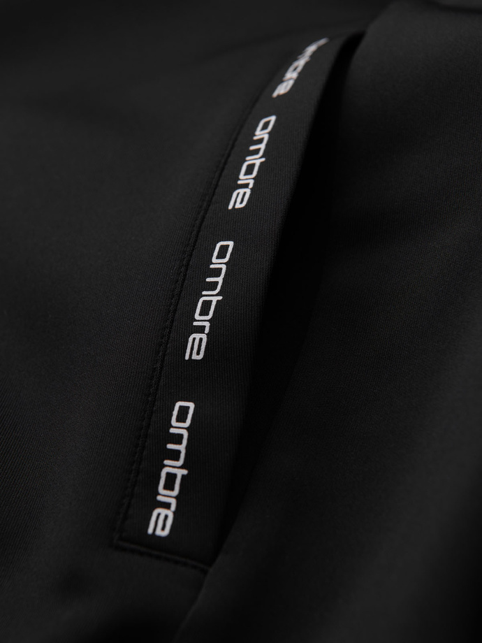 Pánska mikina na zips s kapucňou a lemovaním - čierna V1 OM-SSZP-0210