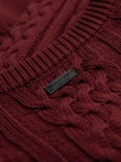 Elegant men's sweater with interesting weave - maroon V6 OM-SWSW-0173