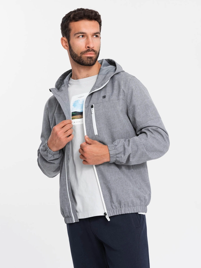 Men's lightweight sports jacket with fleece lining - gray V3 OM-JANP-0136