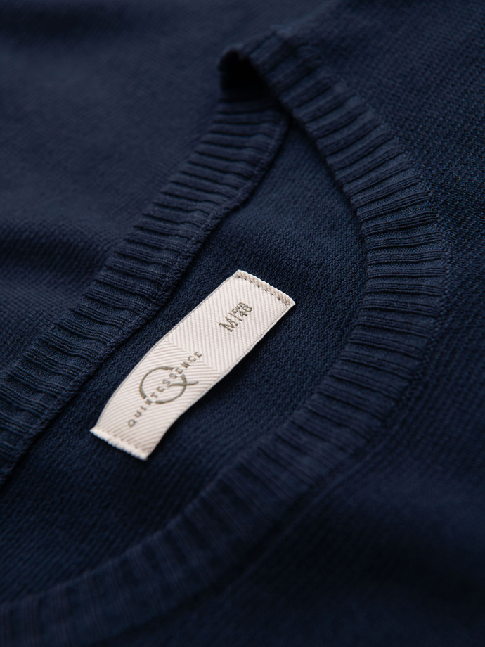 Cămașă bărbătească clasică tricotată cu nervuri - albastru marin V1 OM-TSCT-0252