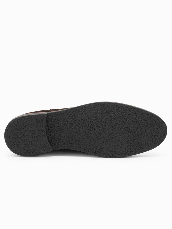 Cizme din piele pentru bărbați - maro închis V1 OM-FOCS-0134