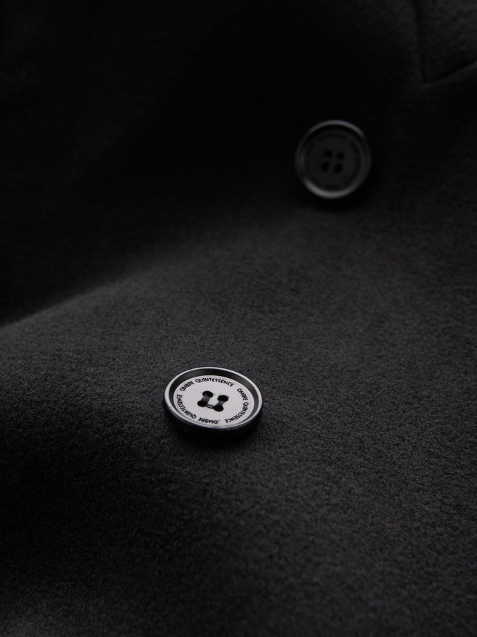 Palton bărbătesc cu guler înalt și închidere asimetrică - negru V2 OM-COWC-0120