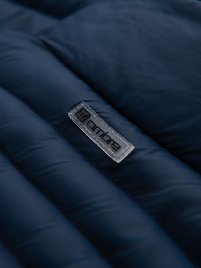 Jachetă matlasată pentru bărbați cu două închizători - albastru marin V1 OM-JALP-0231