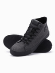 Men's high top canvas sneakers shoes - black V1 OM-FOTH-0186