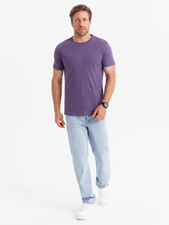 Tricou clasic BASIC din bumbac pentru bărbați - violet V13 OM-TSBS-0146